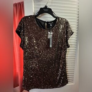 Cable & Gauge Bronze Sequin Blouse size L